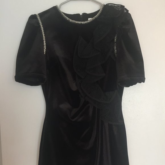 Self Portrait Velvet Ruffle Mini Dress - Picture 4 of 5